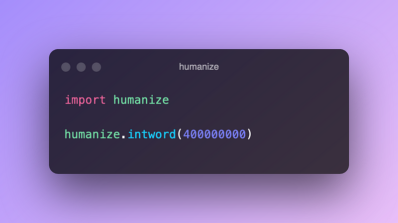 Using the humanize library to format numbers