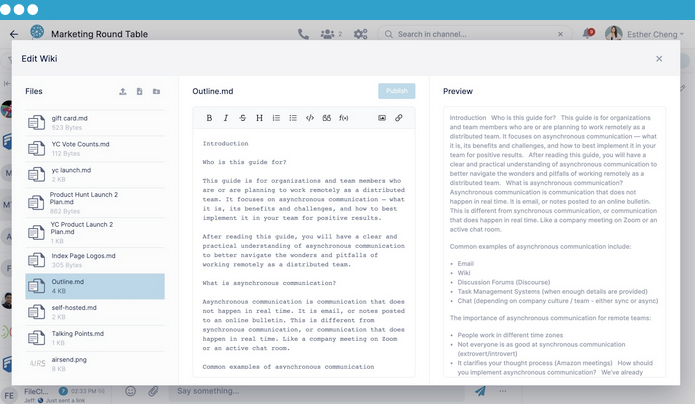 AirSend’s built-in Wiki feature for knowledge sharing.