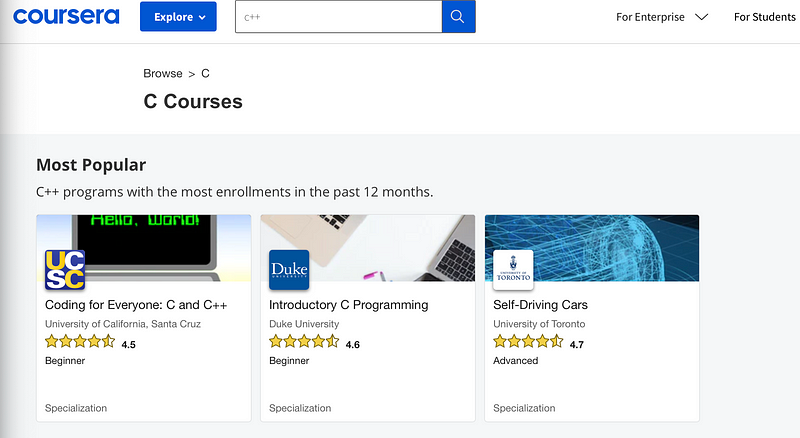 Coursera C++ Course Highlights