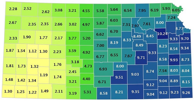 Kansas Precipitation Map from May 2022