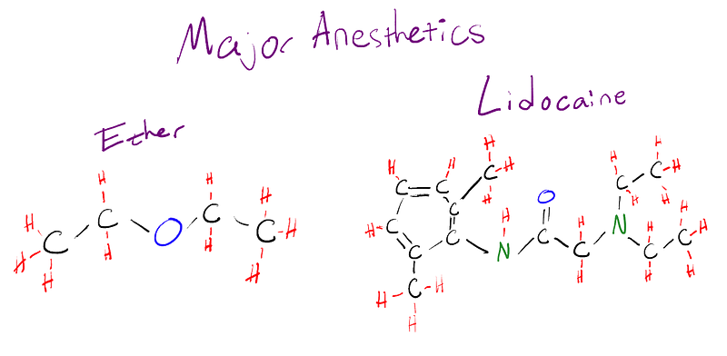 Chemical structures of anesthetics tested on plants