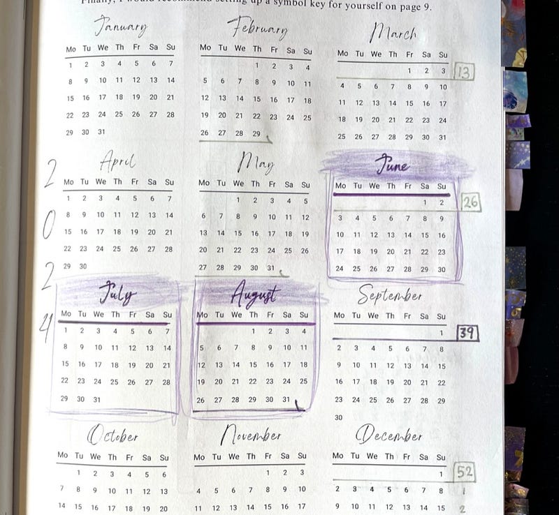 Seasonal journal layout