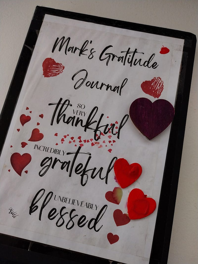 A gratitude journal filled with reflections