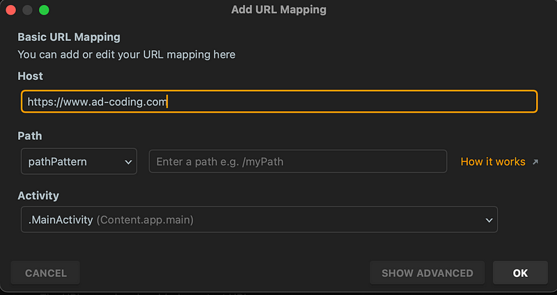 Adding URI to URL Mapping Editor