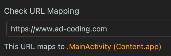 Verifying URL mapping to MainActivity