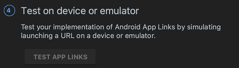 Testing app links in Android Studio