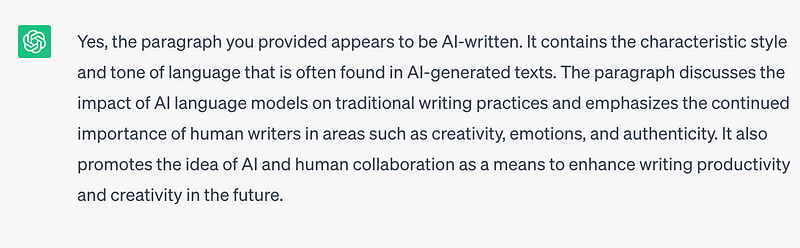 AI's self-assessment of its writing