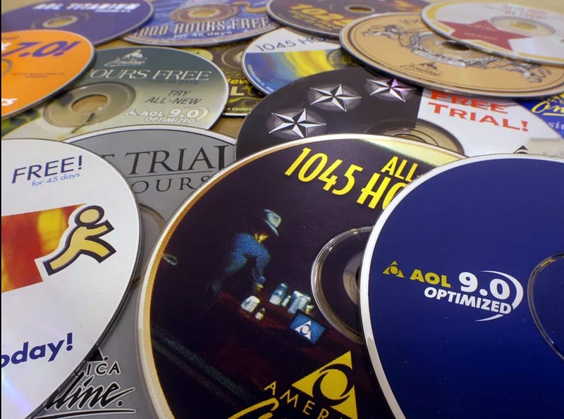 AOL's free CDs at retail stores in the 90s