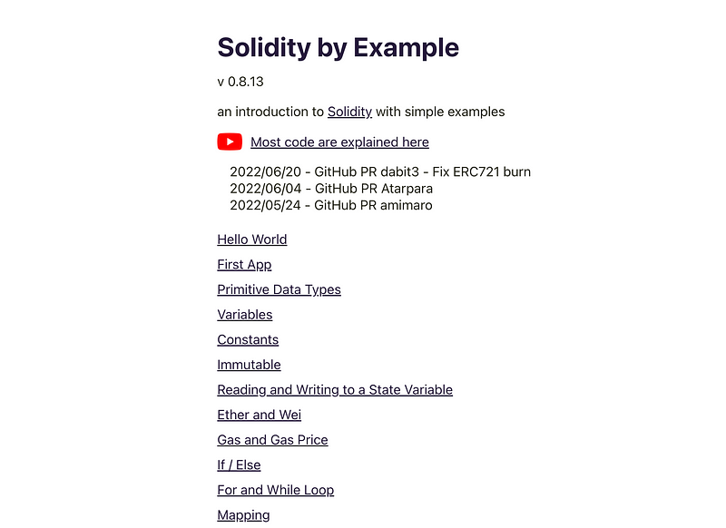 Solidity by Example Homepage