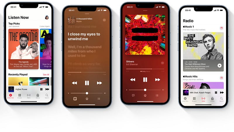 Apple Music user interface comparison