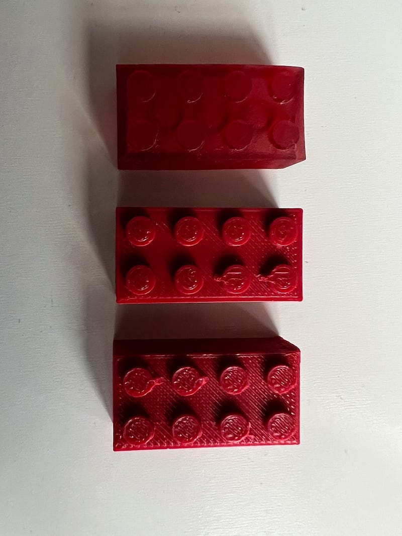 Comparison of the printed bricks.