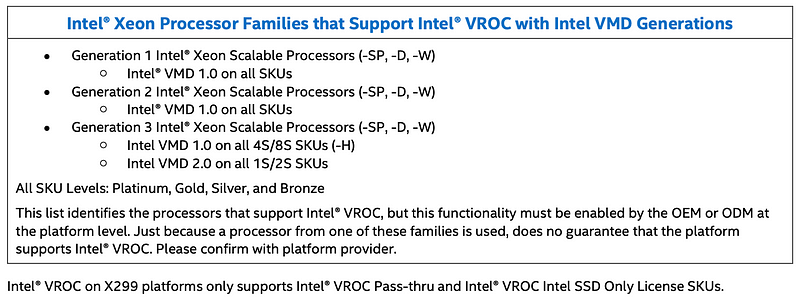 Intel VROC Support