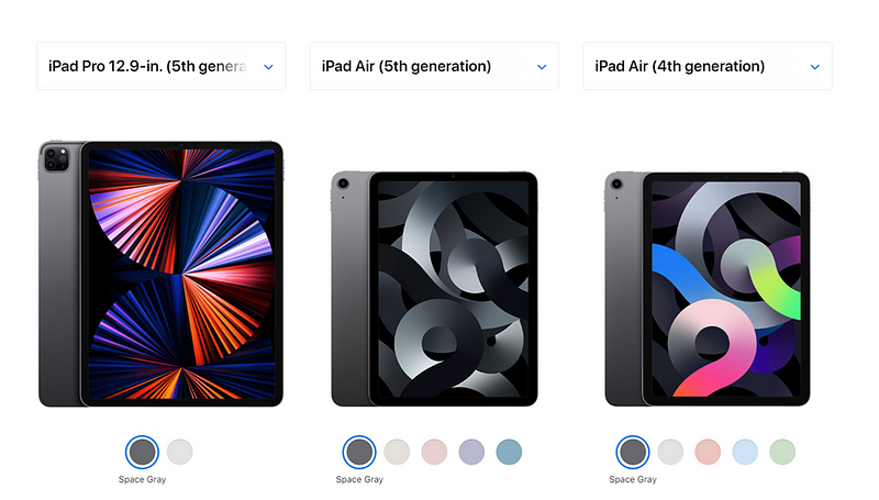 Comparison of iPad models