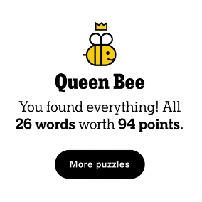 Screenshot of today's Spelling Bee score.