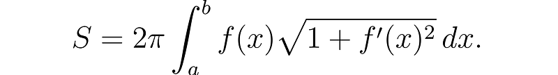 Surface area formula for Gabriel's Horn