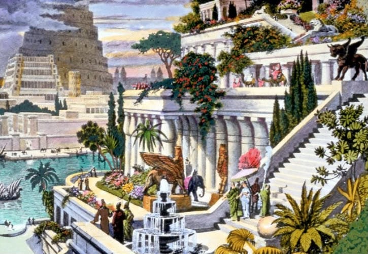 Artistic depiction of the mythical Hanging Gardens of Semiramis