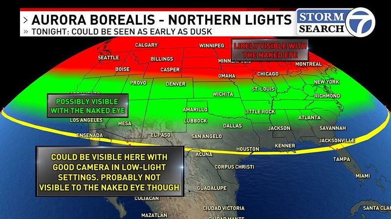 Aurora forecast map