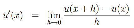 Derivative of a function u(x)