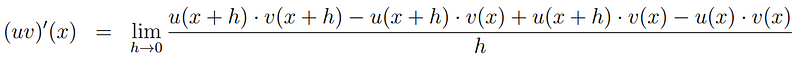 Adding and subtracting u(x + h) * v(x)