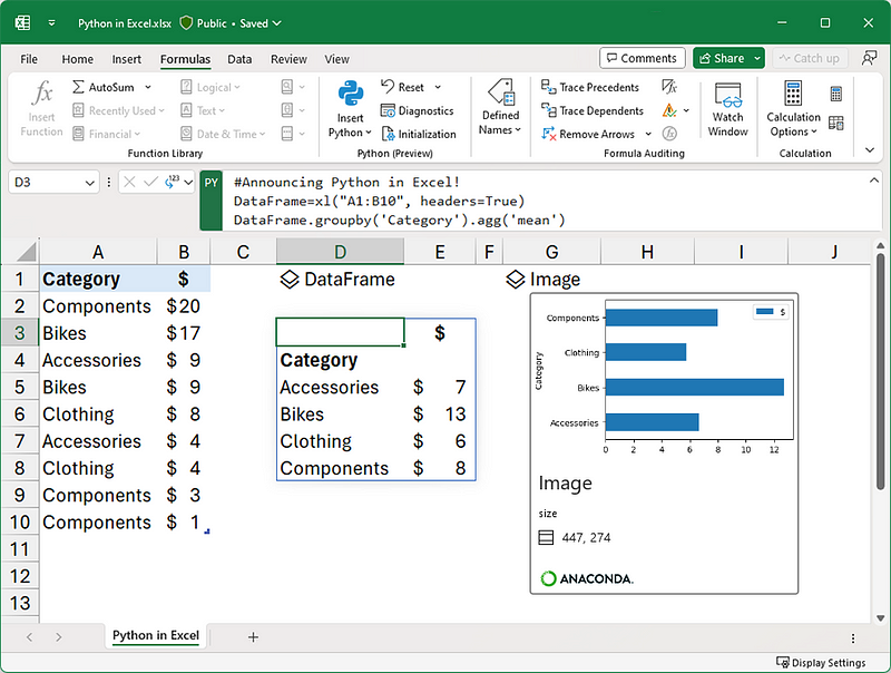 Writing Python formulas in Excel