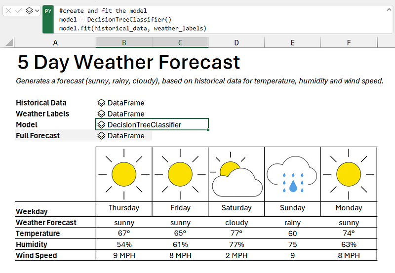 Machine learning in Excel